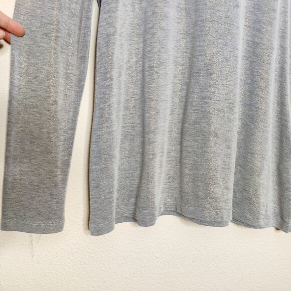 J. McLaughlin Nora Metallic Sparkly Turtleneck Top Large Silver Gold Lightweight - Picture 7 of 12